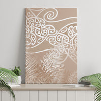 Aotearoa Maori Koru Curves Canvas Wall Art Silver Ferns - Mocha LT7 - Polynesian Pride