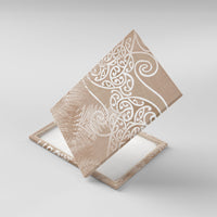 Aotearoa Maori Koru Curves Canvas Wall Art Silver Ferns - Mocha LT7 With Frame Beige - Polynesian Pride