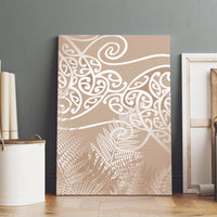 Aotearoa Maori Koru Curves Canvas Wall Art Silver Ferns - Mocha LT7 - Polynesian Pride