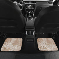 Aotearoa Maori Koru Curves Car Mats Silver Ferns - Mocha LT7 Set 2pcs - Back Beige - Polynesian Pride