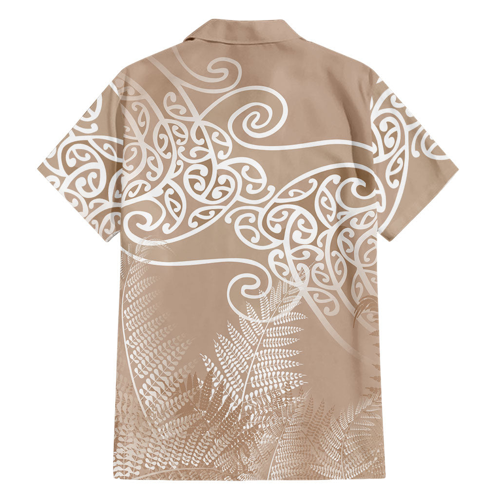 Aotearoa Maori Koru Curves Family Matching Summer Maxi Dress and Hawaiian Shirt Silver Ferns - Mocha