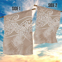 Aotearoa Maori Koru Curves Garden Flag Silver Ferns - Mocha LT7 - Polynesian Pride