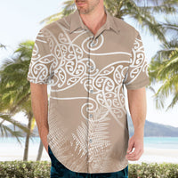 Aotearoa Maori Koru Curves Hawaiian Shirt Silver Ferns - Mocha LT7 - Polynesian Pride