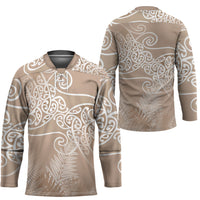 Aotearoa Maori Koru Curves Hockey Jersey Silver Ferns - Mocha LT7 - Polynesian Pride