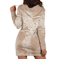 Aotearoa Maori Koru Curves Hoodie Dress Silver Ferns - Mocha LT7 - Polynesian Pride