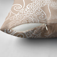 Aotearoa Maori Koru Curves Pillow Cover Silver Ferns - Mocha LT7 - Polynesian Pride