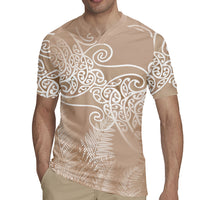 Aotearoa Maori Koru Curves Rugby Jersey Silver Ferns - Mocha LT7 - Polynesian Pride