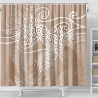 Aotearoa Maori Koru Curves Shower Curtain Silver Ferns - Mocha LT7 - Polynesian Pride