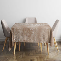 Aotearoa Maori Koru Curves Tablecloth Silver Ferns - Mocha LT7 - Polynesian Pride