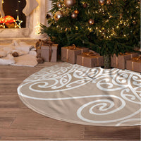 Aotearoa Maori Koru Curves Tree Skirt Silver Ferns - Mocha LT7 - Polynesian Pride