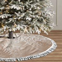 Aotearoa Maori Koru Curves Tree Skirt Silver Ferns - Mocha LT7 - Polynesian Pride