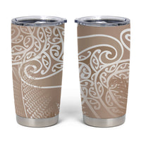 Aotearoa Maori Koru Curves Tumbler Cup Silver Ferns - Mocha LT7 Beige - Polynesian Pride