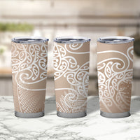 Aotearoa Maori Koru Curves Tumbler Cup Silver Ferns - Mocha LT7 - Polynesian Pride