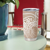 Aotearoa Maori Koru Curves Tumbler Cup Silver Ferns - Mocha LT7 - Polynesian Pride