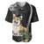 Personalised Polynesian Dog Baseball Jersey Corgi Mix Tropical Flowers LT7 Black - Polynesian Pride