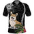 Custom Polynesian Dog Polo Shirt Corgi Mix Tropical Flowers LT7 Black - Polynesian Pride