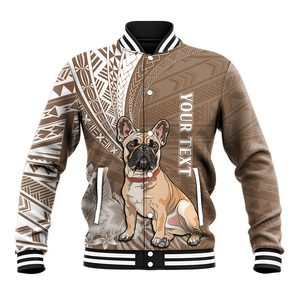 Personalised Polynesian Pacific Bulldog Baseball Jacket With Brown Hawaii Tribal Tattoo Patterns LT7 Unisex Brown - Polynesian Pride