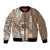 Personalised Polynesian Pacific Bulldog Bomber Jacket With Brown Hawaii Tribal Tattoo Patterns LT7 Unisex Brown - Polynesian Pride