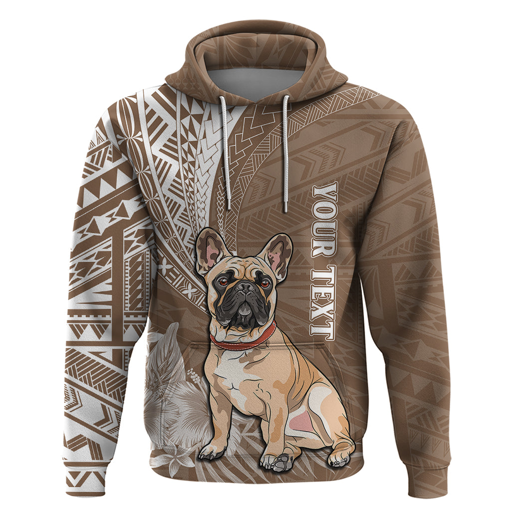 Custom Polynesian Pacific Bulldog Hoodie With Brown Hawaii Tribal Tattoo Patterns LT7 Pullover Hoodie Brown - Polynesian Pride