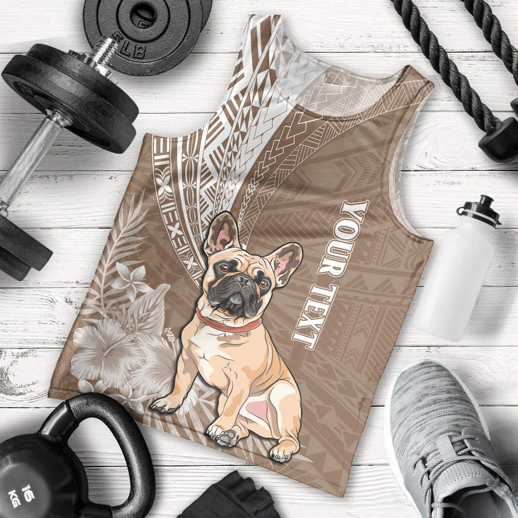 Personalised Polynesian Pacific Bulldog Men Tank Top With Brown Hawaii Tribal Tattoo Patterns LT7 Brown - Polynesian Pride