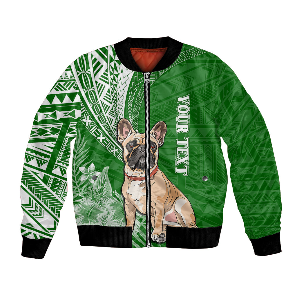 Personalised Polynesian Pacific Bulldog Bomber Jacket With Emerald Hawaii Tribal Tattoo Patterns LT7 Unisex Green - Polynesian Pride