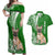 Personalised Polynesian Pacific Bulldog Couples Matching Off Shoulder Maxi Dress and Hawaiian Shirt With Emerald Hawaii Tribal Tattoo Patterns LT7 Green - Polynesian Pride