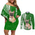 Personalised Polynesian Pacific Bulldog Couples Matching Off Shoulder Short Dress and Long Sleeve Button Shirts With Emerald Hawaii Tribal Tattoo Patterns LT7 Green - Polynesian Pride