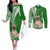 Personalised Polynesian Pacific Bulldog Couples Matching Off The Shoulder Long Sleeve Dress and Long Sleeve Button Shirts With Emerald Hawaii Tribal Tattoo Patterns LT7 Green - Polynesian Pride