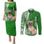 Personalised Polynesian Pacific Bulldog Couples Matching Puletasi Dress and Long Sleeve Button Shirts With Emerald Hawaii Tribal Tattoo Patterns LT7 Green - Polynesian Pride