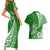 Personalised Polynesian Pacific Bulldog Couples Matching Short Sleeve Bodycon Dress and Hawaiian Shirt With Emerald Hawaii Tribal Tattoo Patterns LT7 - Polynesian Pride