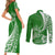 Personalised Polynesian Pacific Bulldog Couples Matching Short Sleeve Bodycon Dress and Long Sleeve Button Shirts With Emerald Hawaii Tribal Tattoo Patterns LT7 - Polynesian Pride