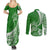 Personalised Polynesian Pacific Bulldog Couples Matching Summer Maxi Dress and Long Sleeve Button Shirts With Emerald Hawaii Tribal Tattoo Patterns LT7 - Polynesian Pride