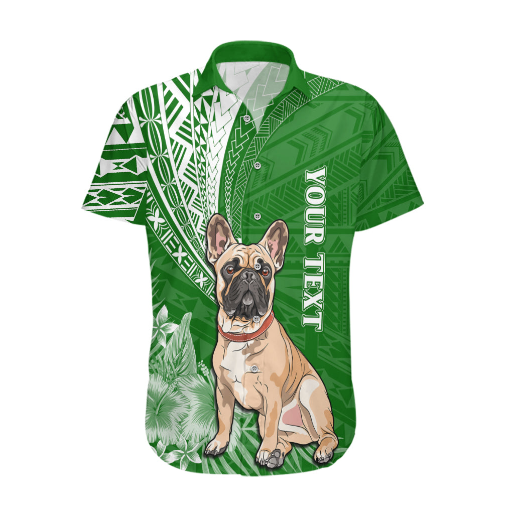 Personalised Polynesian Pacific Bulldog Hawaiian Shirt With Emerald Hawaii Tribal Tattoo Patterns LT7 Green - Polynesian Pride