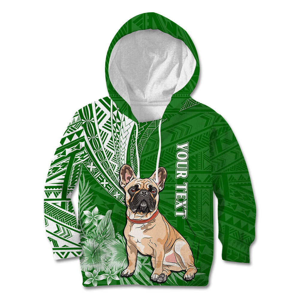 Personalised Polynesian Pacific Bulldog Kid Hoodie With Emerald Hawaii Tribal Tattoo Patterns LT7 Hoodie Green - Polynesian Pride