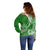 Personalised Polynesian Pacific Bulldog Off Shoulder Sweater With Emerald Hawaii Tribal Tattoo Patterns LT7 - Polynesian Pride