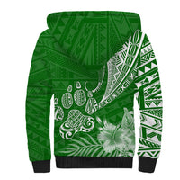 Personalised Polynesian Pacific Bulldog Sherpa Hoodie With Emerald Hawaii Tribal Tattoo Patterns LT7 - Polynesian Pride