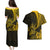 Personalised Polynesian Pacific Bulldog Couples Matching Puletasi Dress and Hawaiian Shirt With Gold Hawaii Tribal Tattoo Patterns LT7 - Polynesian Pride