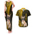 Personalised Polynesian Pacific Bulldog Couples Matching Tank Maxi Dress And Hawaiian Shirt With Gold Hawaii Tribal Tattoo Patterns LT7 Gold - Polynesian Pride