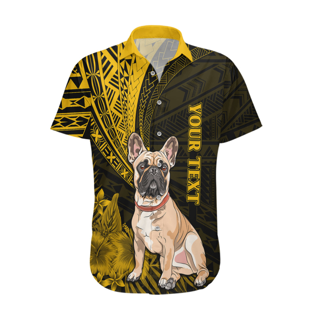 Personalised Polynesian Pacific Bulldog Hawaiian Shirt With Gold Hawaii Tribal Tattoo Patterns LT7 Gold - Polynesian Pride