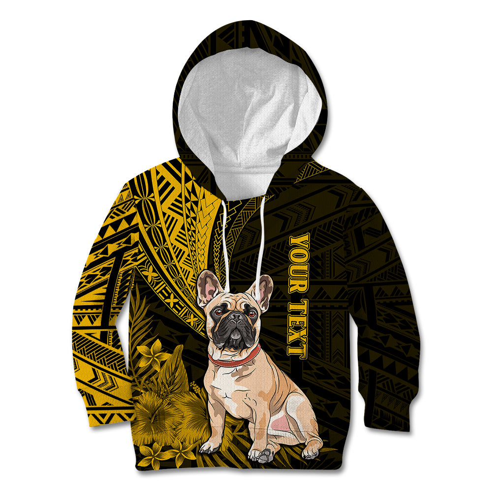 Personalised Polynesian Pacific Bulldog Kid Hoodie With Gold Hawaii Tribal Tattoo Patterns LT7 Hoodie Gold - Polynesian Pride