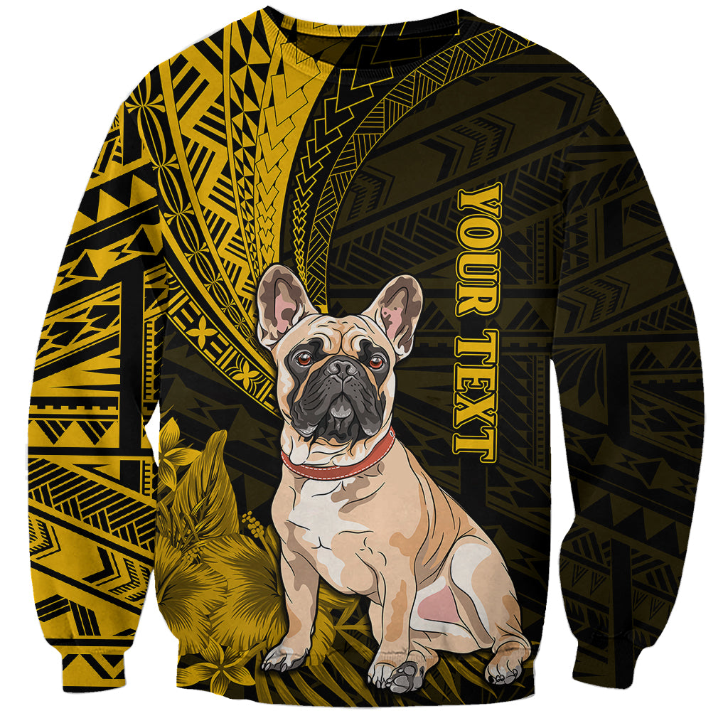 Personalised Polynesian Pacific Bulldog Sweatshirt With Gold Hawaii Tribal Tattoo Patterns LT7 Unisex Gold - Polynesian Pride