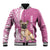 Personalised Polynesian Pacific Bulldog Baseball Jacket With Pink Hawaii Tribal Tattoo Patterns LT7 Unisex Pink - Polynesian Pride