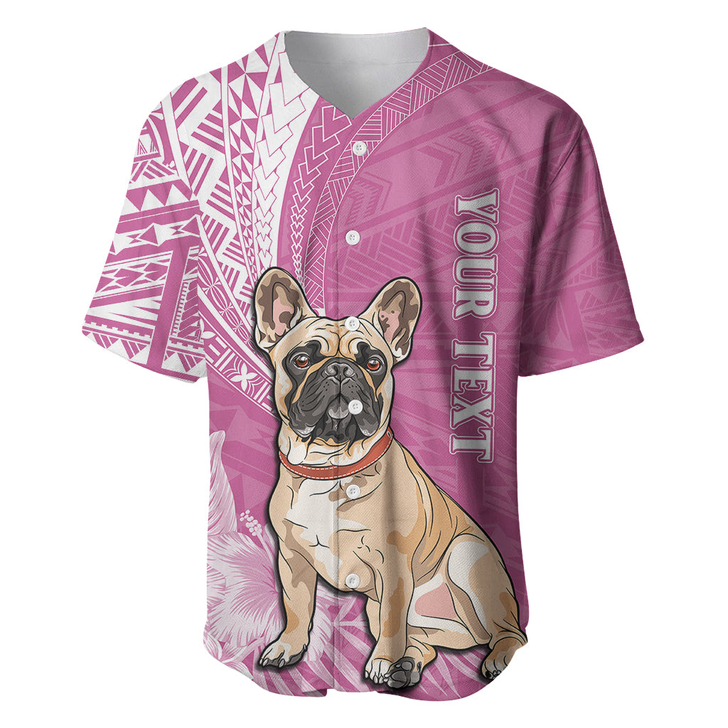 Personalised Polynesian Pacific Bulldog Baseball Jersey With Pink Hawaii Tribal Tattoo Patterns LT7 Pink - Polynesian Pride