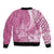 Personalised Polynesian Pacific Bulldog Bomber Jacket With Pink Hawaii Tribal Tattoo Patterns LT7 - Polynesian Pride