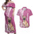 Personalised Polynesian Pacific Bulldog Couples Matching Off Shoulder Maxi Dress and Hawaiian Shirt With Pink Hawaii Tribal Tattoo Patterns LT7 Pink - Polynesian Pride