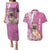 Personalised Polynesian Pacific Bulldog Couples Matching Puletasi Dress and Hawaiian Shirt With Pink Hawaii Tribal Tattoo Patterns LT7 Pink - Polynesian Pride