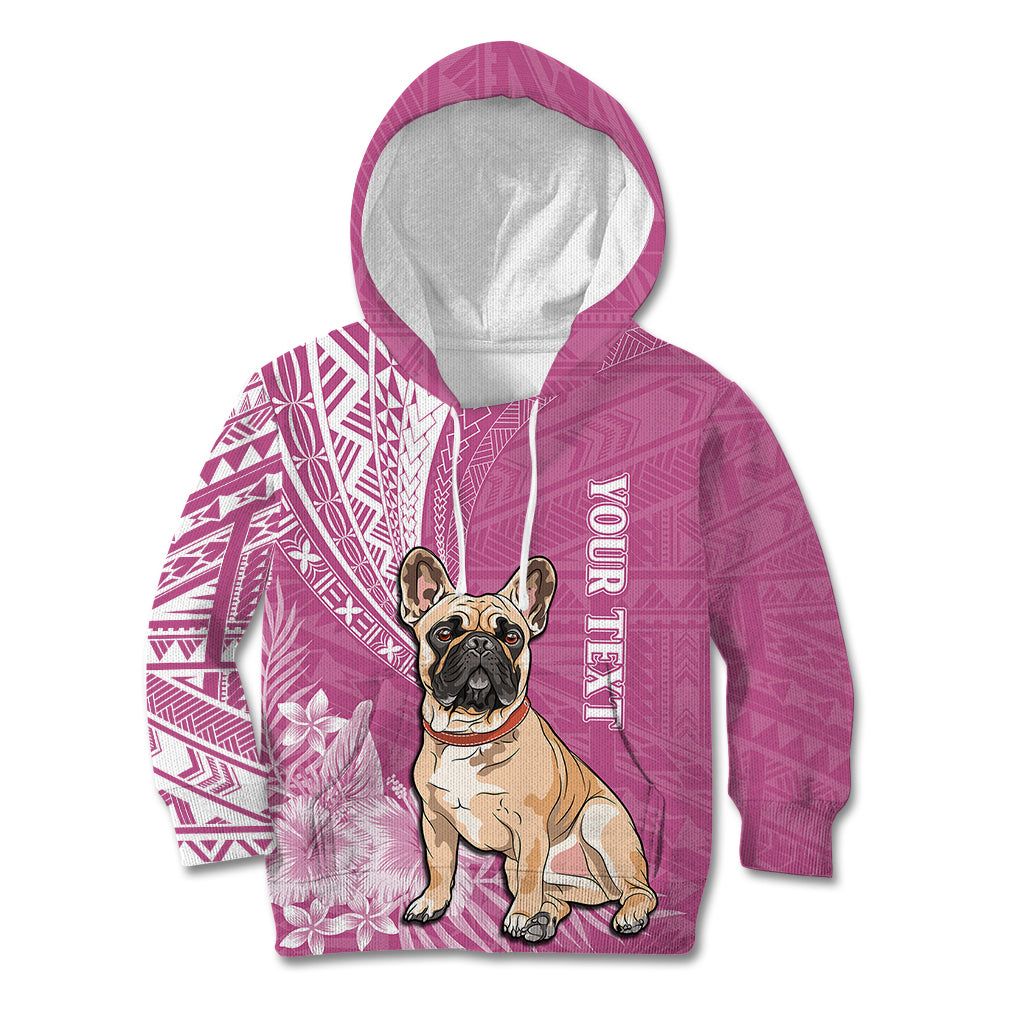 Personalised Polynesian Pacific Bulldog Kid Hoodie With Pink Hawaii Tribal Tattoo Patterns LT7 Hoodie Pink - Polynesian Pride