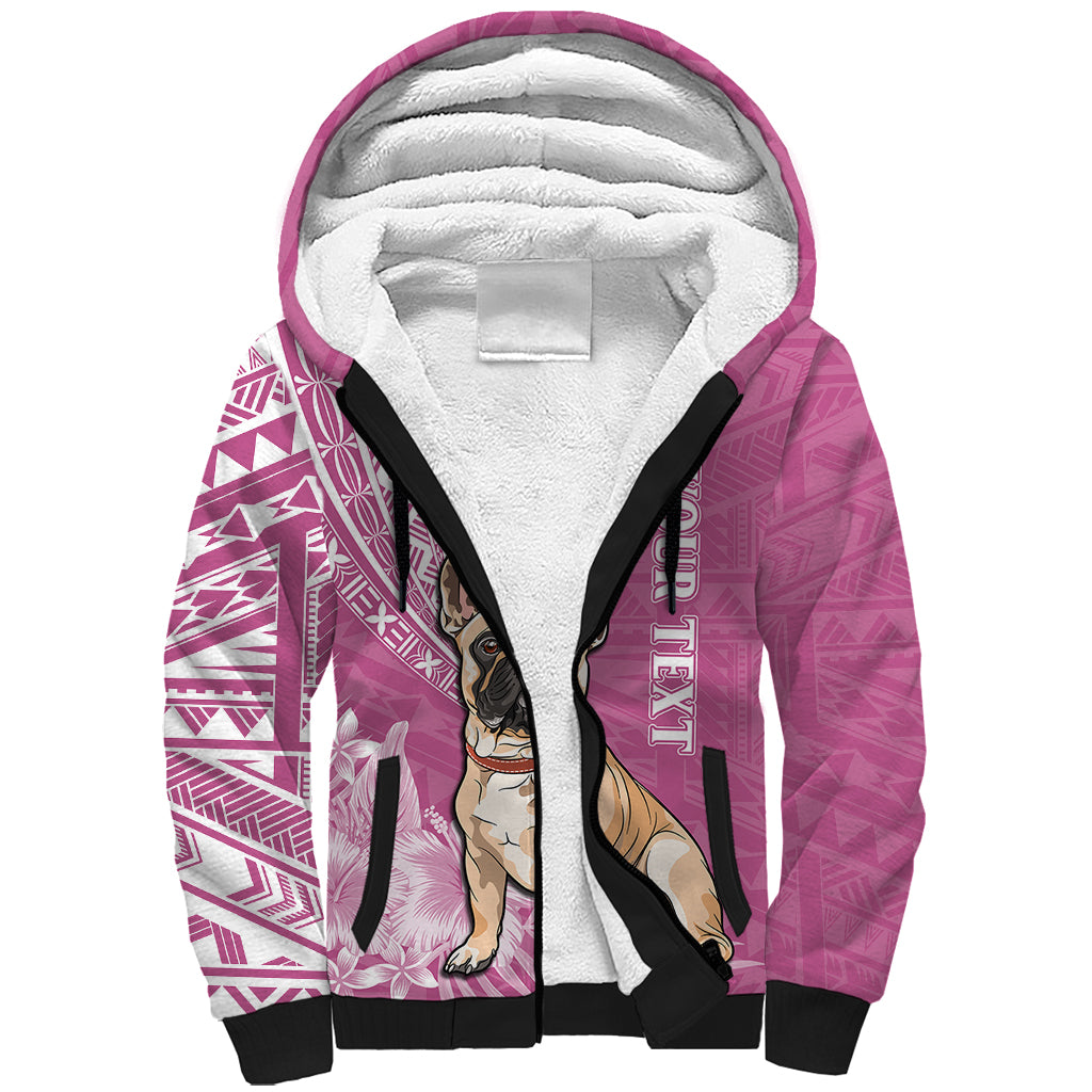 Personalised Polynesian Pacific Bulldog Sherpa Hoodie With Pink Hawaii Tribal Tattoo Patterns LT7 Unisex Pink - Polynesian Pride