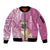 Personalised Polynesian Pacific Bulldog Sleeve Zip Bomber Jacket With Pink Hawaii Tribal Tattoo Patterns LT7 Unisex Pink - Polynesian Pride