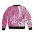 Personalised Polynesian Pacific Bulldog Sleeve Zip Bomber Jacket With Pink Hawaii Tribal Tattoo Patterns LT7 - Polynesian Pride